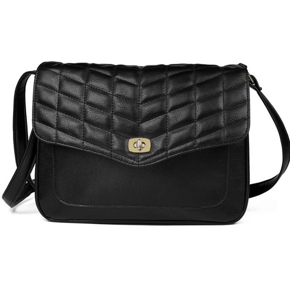 Selini New York Handbags - Vegan Leather Quilted Crossbody Flapover Bag